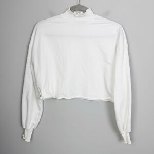 SHEIN | White Cropped Lettuce Trim Turtleneck Top Women’s Size X-Small